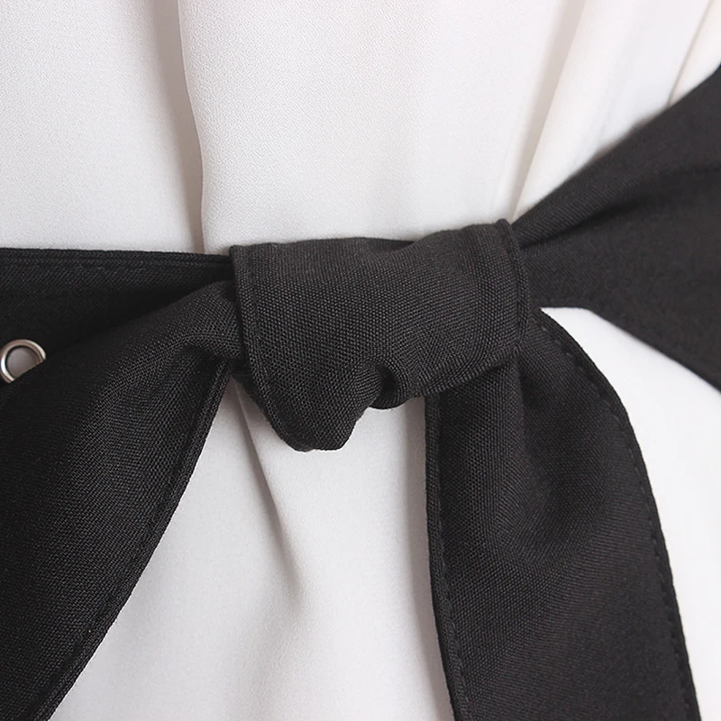 

[EAM] Black Hollow Out Pocket Irregular Split Joint Long Wide Belt Personality Women New Fashion All-match Spring 2021 1Y073