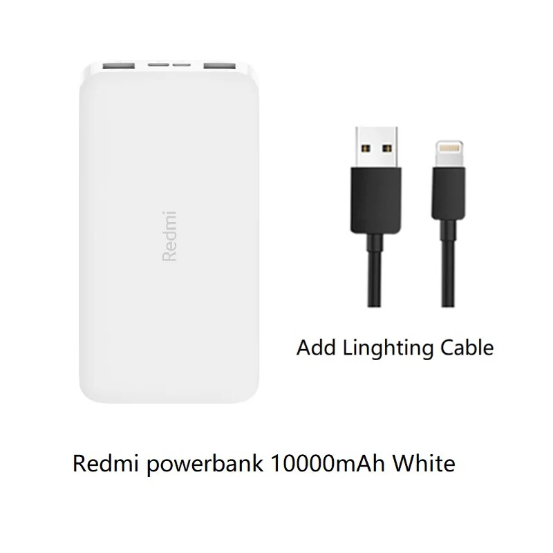 Красный mi power bank 10000 мАч usb type C mi power bank 20000 Qi быстрое зарядное устройство Портативная зарядка повербанк Внешняя батарея - Цвет: Add lighting cable
