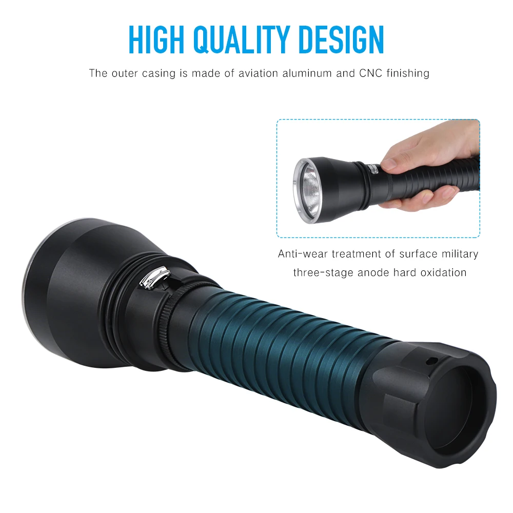 Comprar BORUiT-linterna De Submarinismo XHP70.2, Luz LED Amarilla/blanca De 4000LM, Antorcha Submarina De 100M, 26650, Luz De Pesca Submarina De Alta Potencia