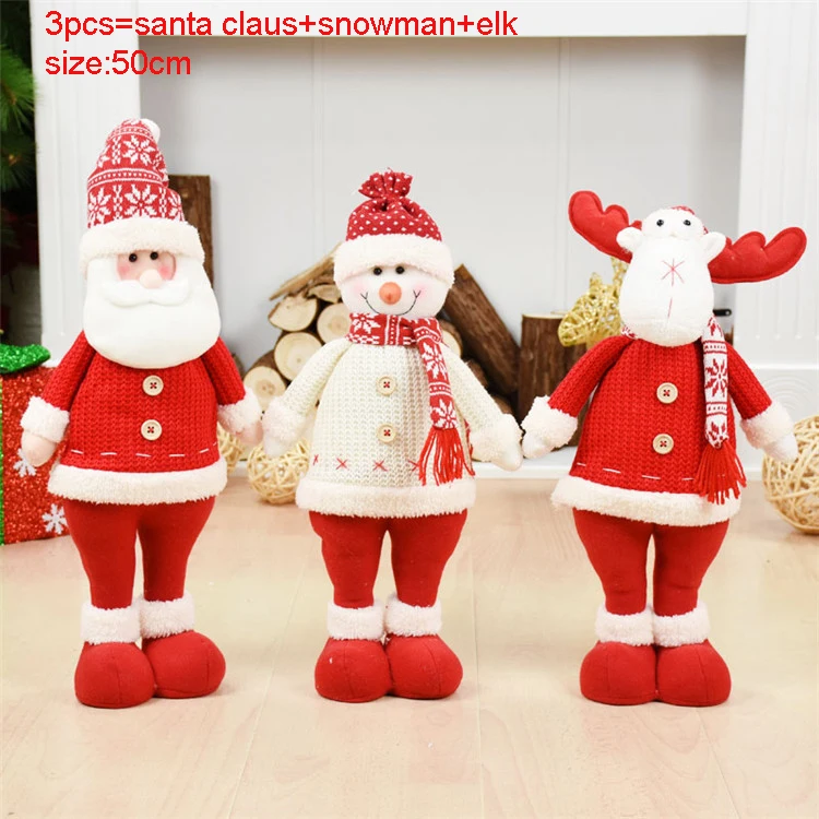 3pcs 207 Рождественские украшения, выдвижные фигурки-подставки, 3 шт., Санта Клаус+ Снеговик+ лось, Рождественские куклы, аксессуары для украшения дома и офиса - Цвет: 3pcs 207