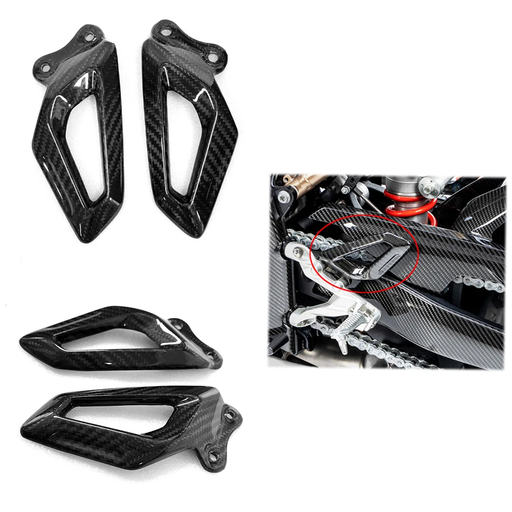 For BMW S1000RR S1000 RR Motorcycle 3K Carbon Fiber Rearset Heel Guard Plates Covers Protector 2019-2022