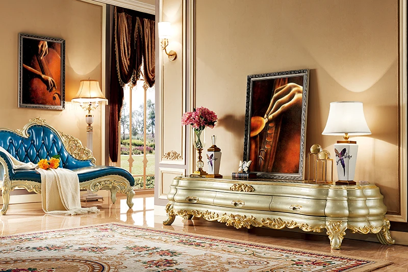 Французский античный барочный стиль ручной работы стеклянный кофейный столик из