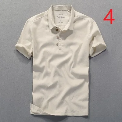 

2019 summer new retro linen shirt male cotton and linen breathable pullover thin section linen t-shirt male short-sleeved white