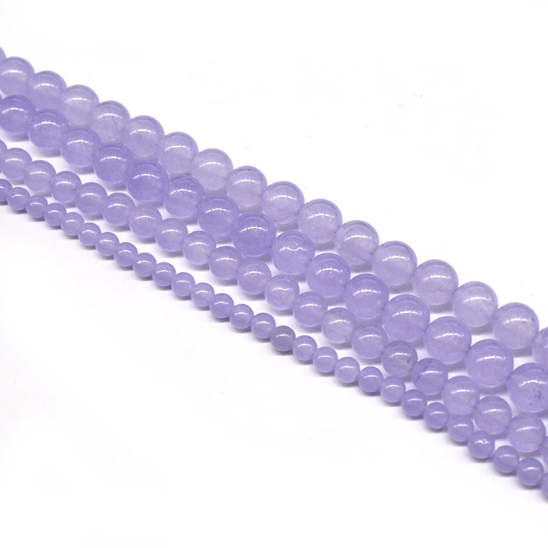 Круглые бусины из натурального камня лаванда фиолетовый халцедон нефрит 4 6 8 10 12