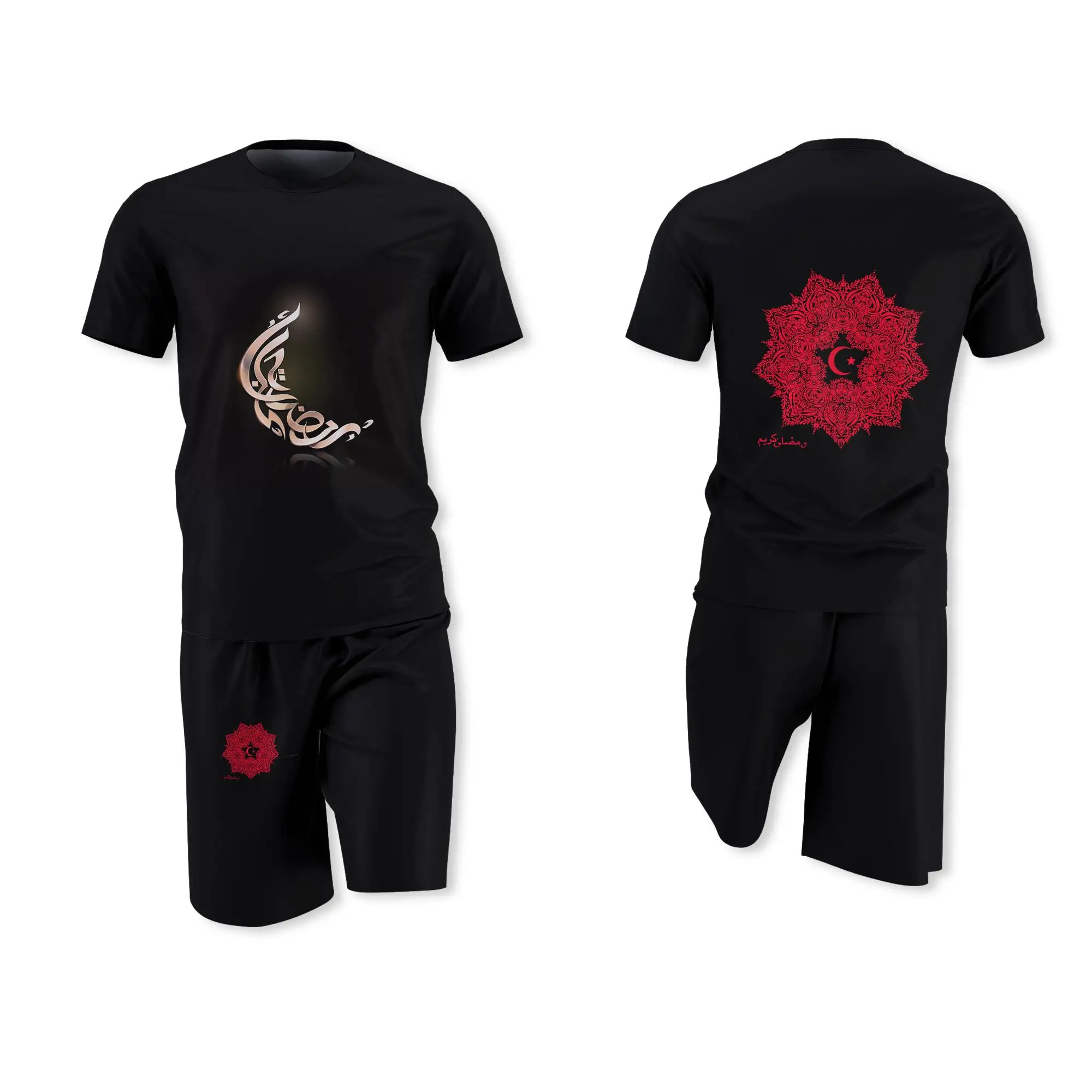 

2021 New 3D Short Sleeve Running Quick-drying Suit T-shirt + Sports Shorts Suit Casual Sports Suit