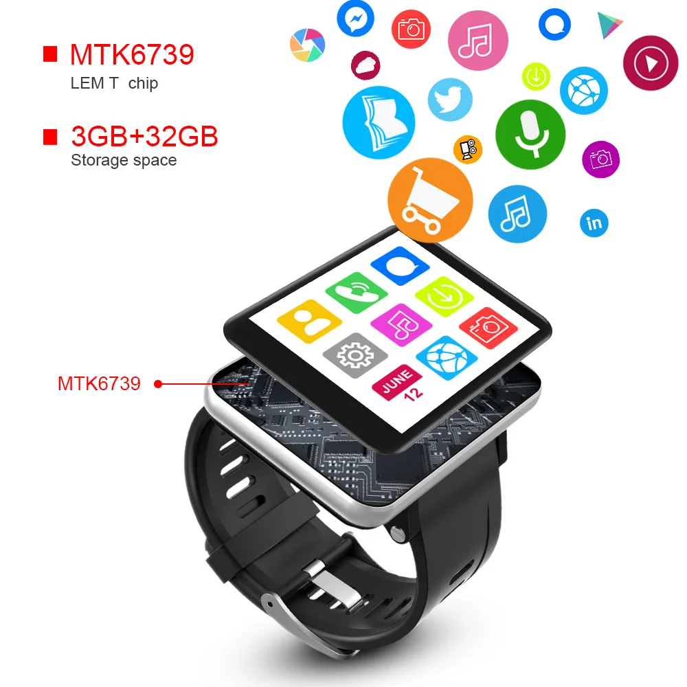 Смарт-часы LEMFO LEMT мужские 4G GPS Wi-Fi большой экран 2 86 дюйма Android 7 1 3G ОЗУ 32 Гб ПЗУ LTE