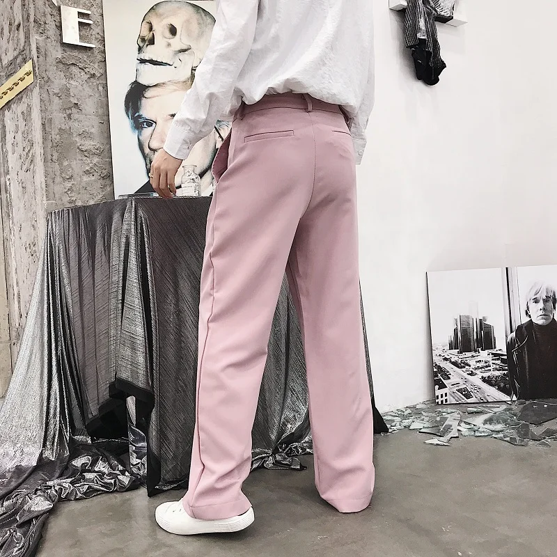 

Male Women Streetwear Hip Hop Vintage Fashion Trousers Black Pink White Men Business Casual Straight Suit Pant