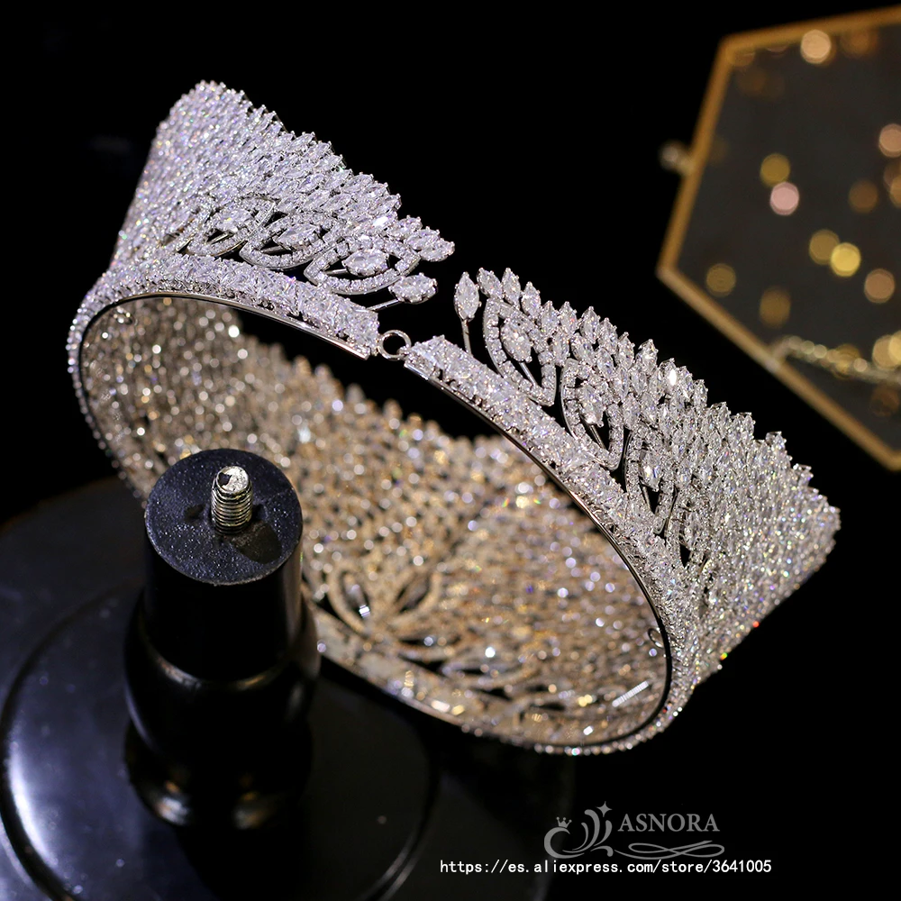 Новая роскошная циркониевая корона большая круглая свадебная тиара в