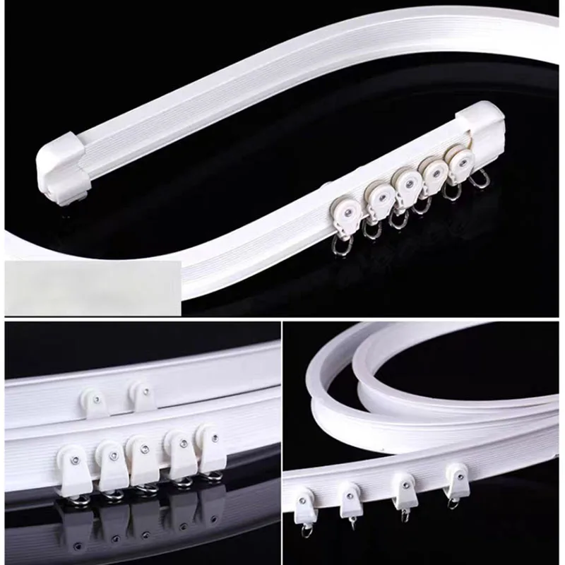 1M 2M 3M Curtain Track Rail Straight Flexible Ceiling top side Mounted wall Windows Balcony Plastic Bendable Home Accessories | Дом и сад