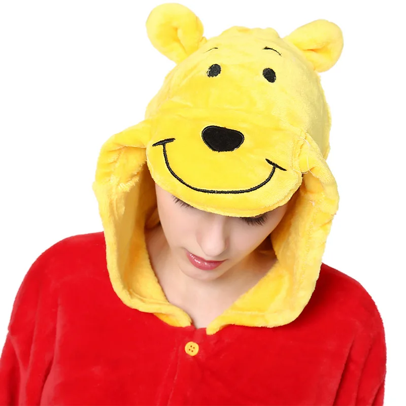 HKSNG новый желтый МИШКА кигуруми зимний фланелевый комбинезон с животными пижамы