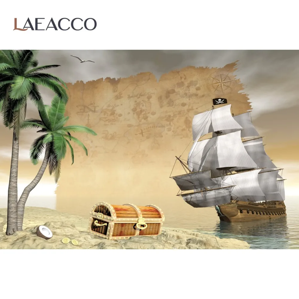 

Laeacco летние Тропические Платья корабль пиратский карта мира сокровище навигации приморский пляж песок сцены фотография фон, фото-декорации