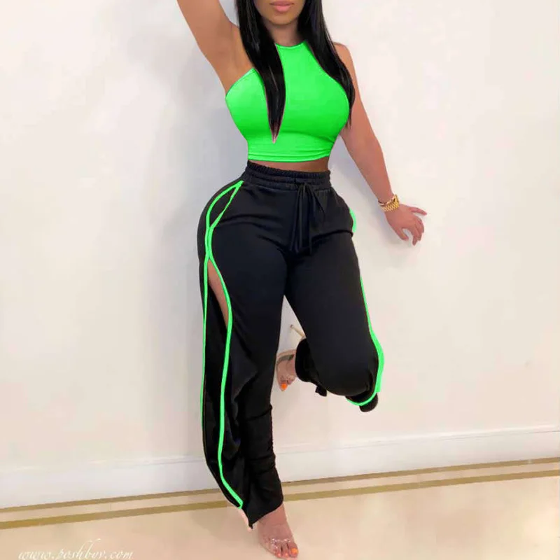 

Women Two pieces set Crop top and hollow out pants set two piece outfits