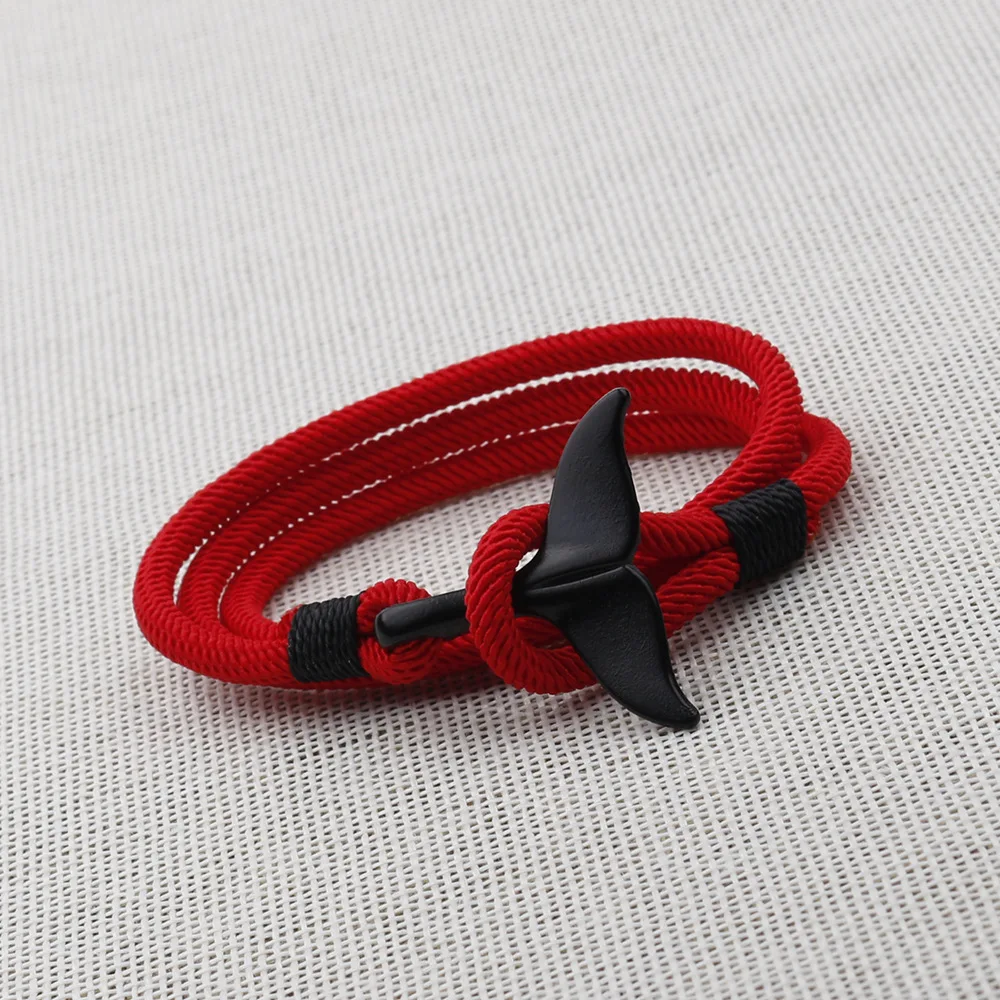 

2021 New Milan Line, Ocean Series Whale Tail Bracelet Couple Red Hand Strap