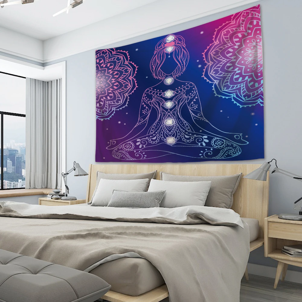 Silstar Tex Indian Buddha 7 Chakra Tapestry Witchcraft Supplies Wall Cloth Tapestries Home Decorative Size | Дом и сад
