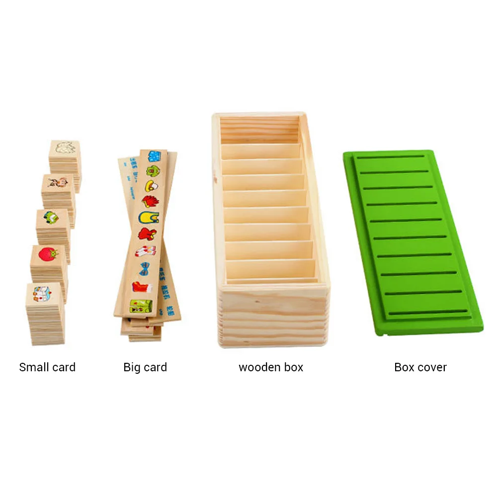 Образовательные игрушки мультфильм Деревянный флэш карты Матч коробка