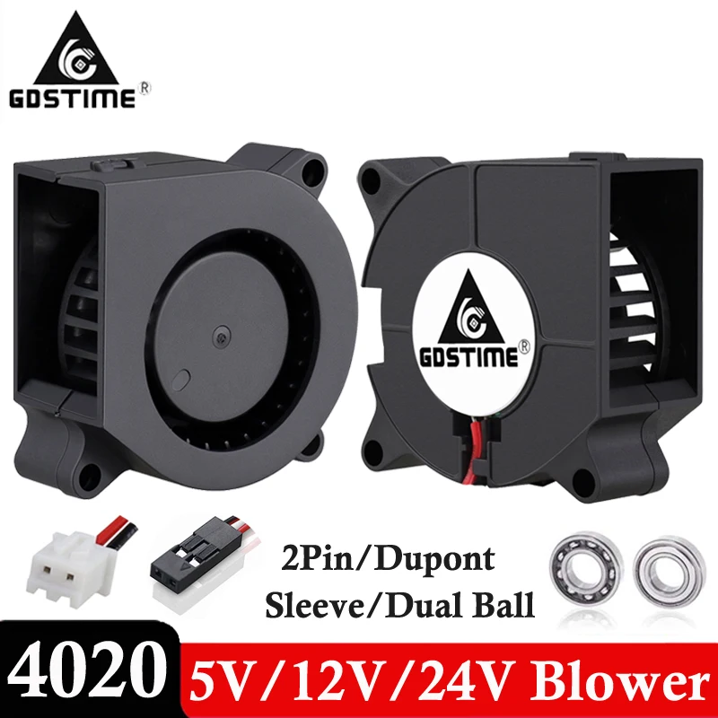 

2PCS Gdstime 40mm 4020 3D Printer Cooling Blower Fan 5V 12V 24V 40x40x20mm 40*20MM 4cm Ball Bearing DC Turbo Blower Radial Fans