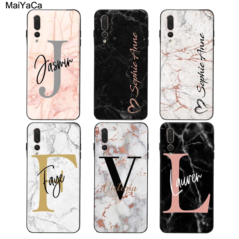 MaiYaCa персонализированный пользовательский мраморный чехол с инициалом имени для
