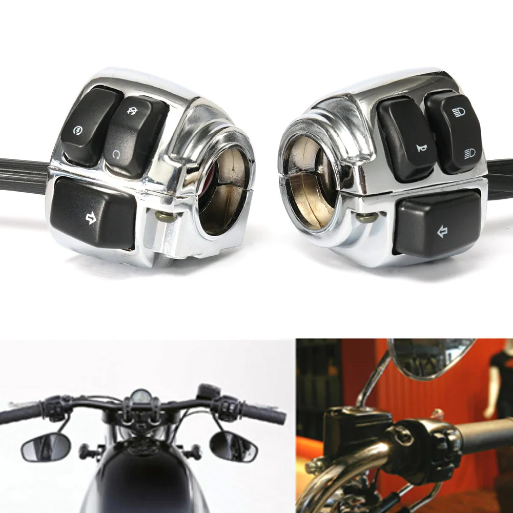 

Motorcycle 1" Handlebar Control Switch Housing Wiring Harness For Harley