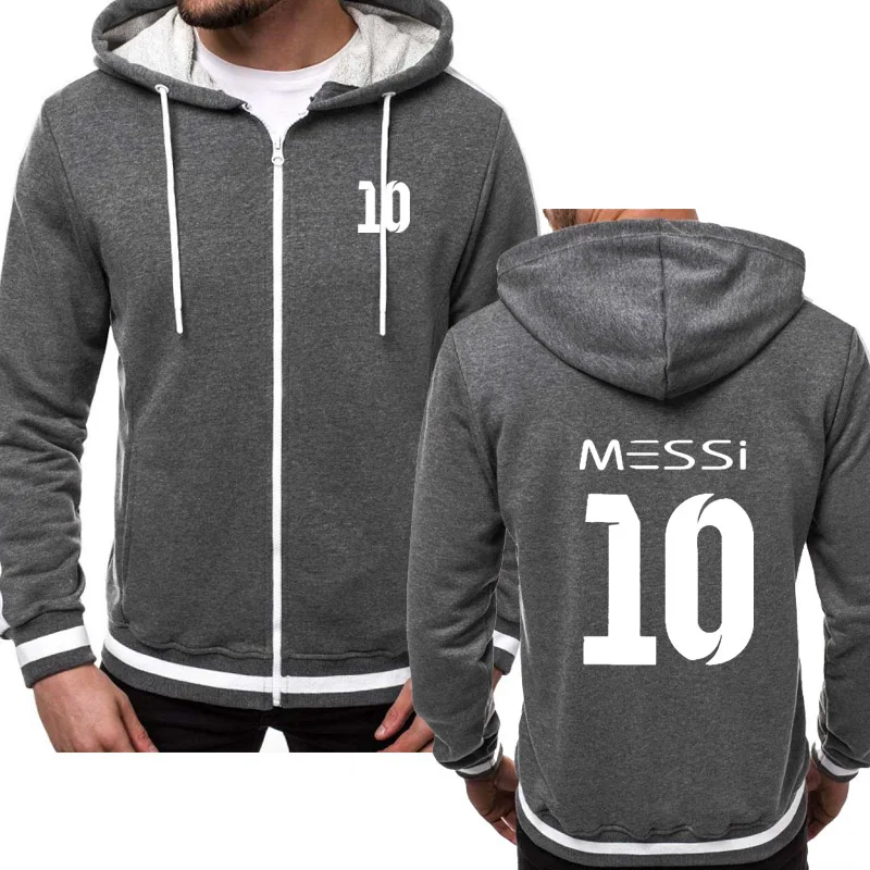 Толстовки мужские Messi 10 Весна Осень Толстовка уличная флисовая куртка на молнии с
