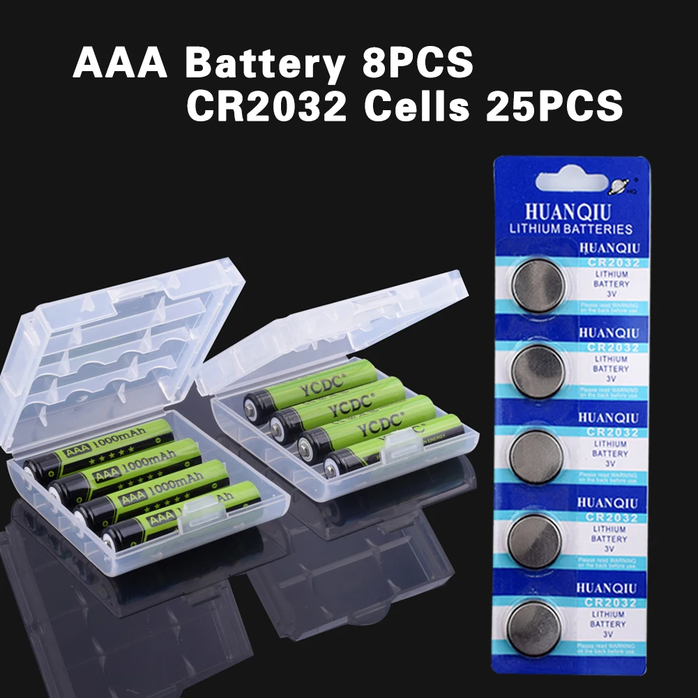 AAA 1000 мА/ч предостающийся заряд ni mh аккумуляторная батарея + CR2032 ячейки костюмы 8