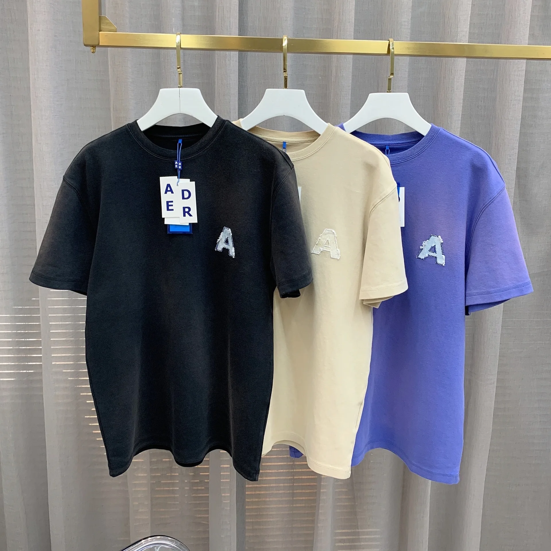

ADER factory goods tide brand letter A tie-dye gradient couples cotton loose T-shirt ader short sleeves