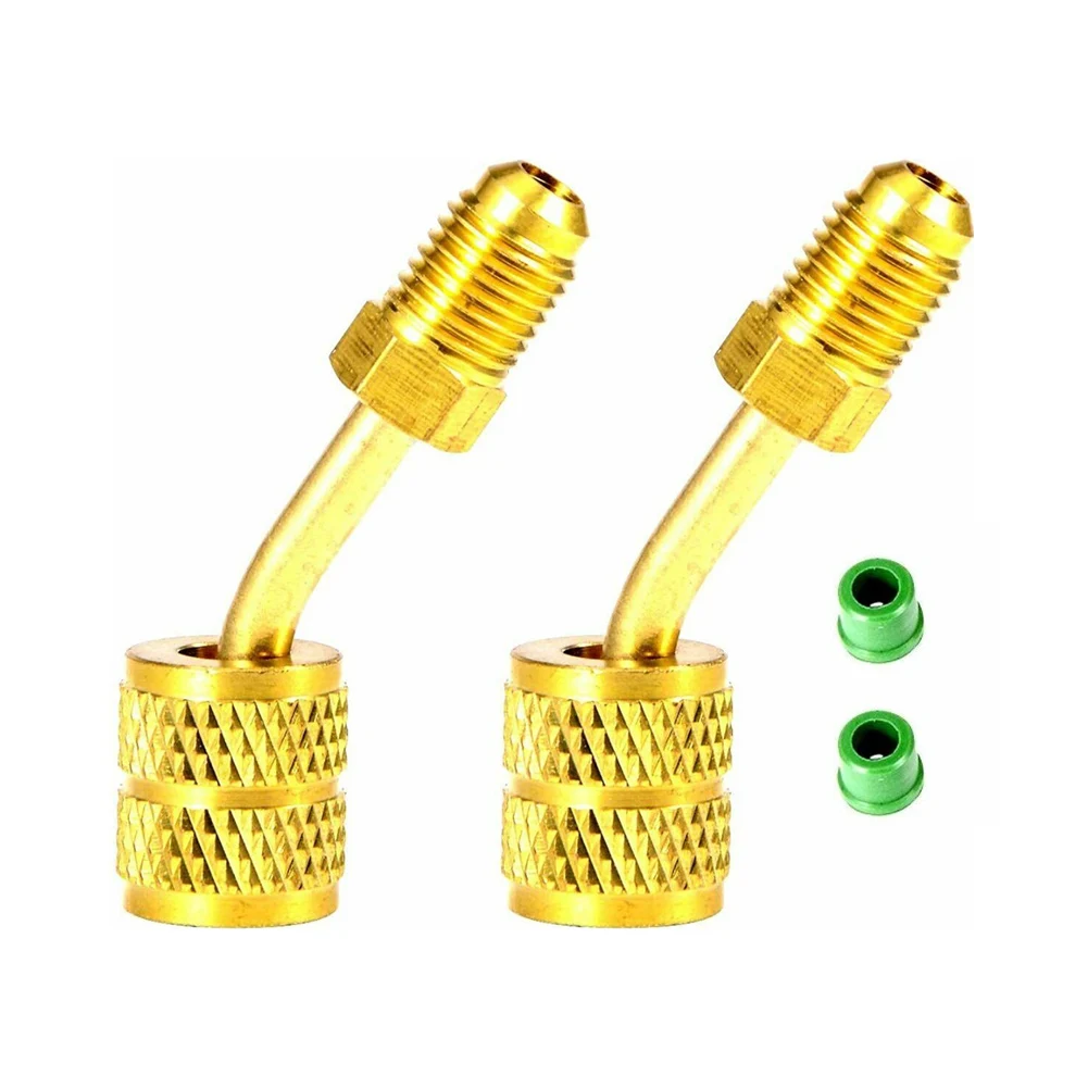 R410a Brass Shut Valve Conditioner Refrigerants Adapter For Mini Split HVAC System 5/16" Female Quick Couplers 1/4" Male Flare |