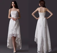 vestidos de noiva new sequins appliques strapless beach wedding dress 2020 high low asymmetrical boho bridal wedding gowns