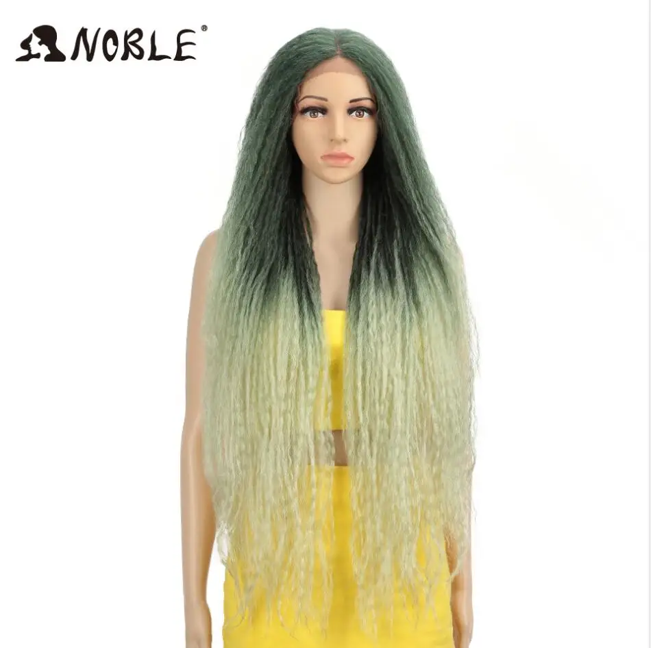 Noble Cosplay Wig Long Braided Wig 38inch Synthetic Lace Front Wigs For Women Pink Green Wig Lace Front Wigs For Black Women - Цвет: TT GREEN