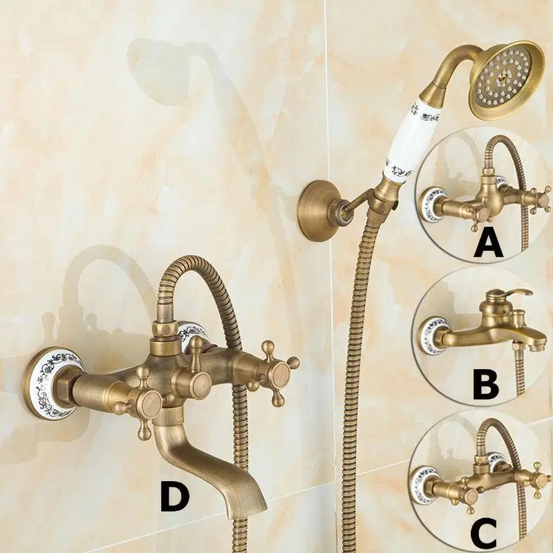 Античный матовый латунный Смеситель для ванной настенный смеситель комнаты кран