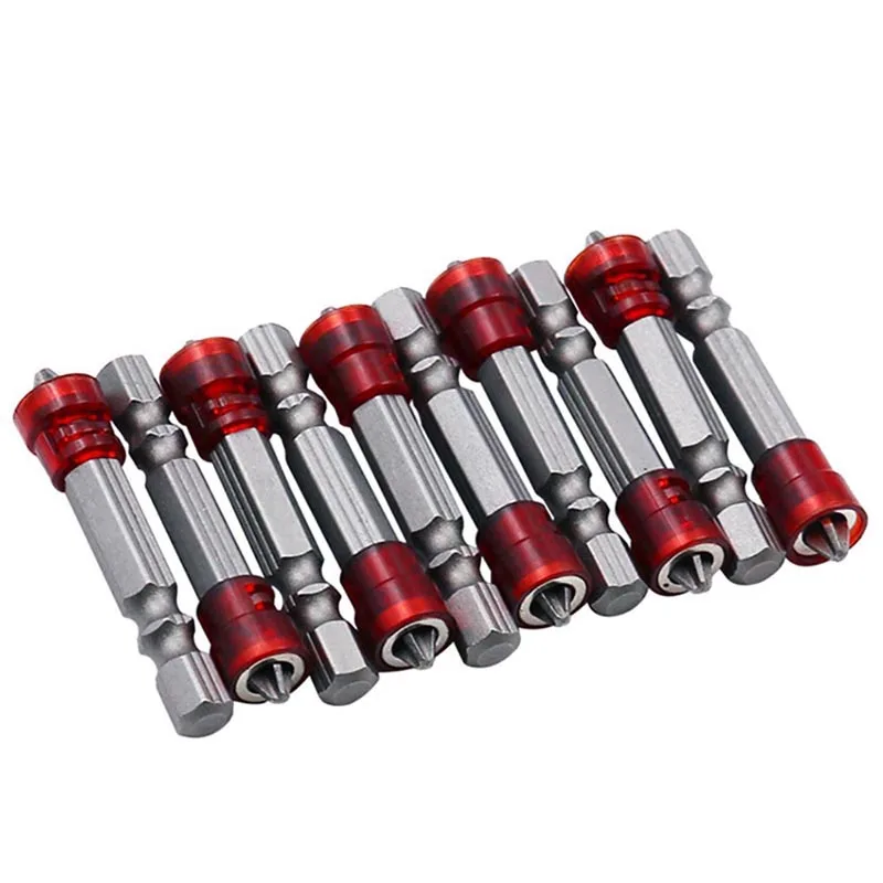 

1/4" Screwdriver Bits Red Head Magnet Driver Hex Shank With Magnetizer Cross Magnetic Bit Hand Electric Screw Tool Accessories