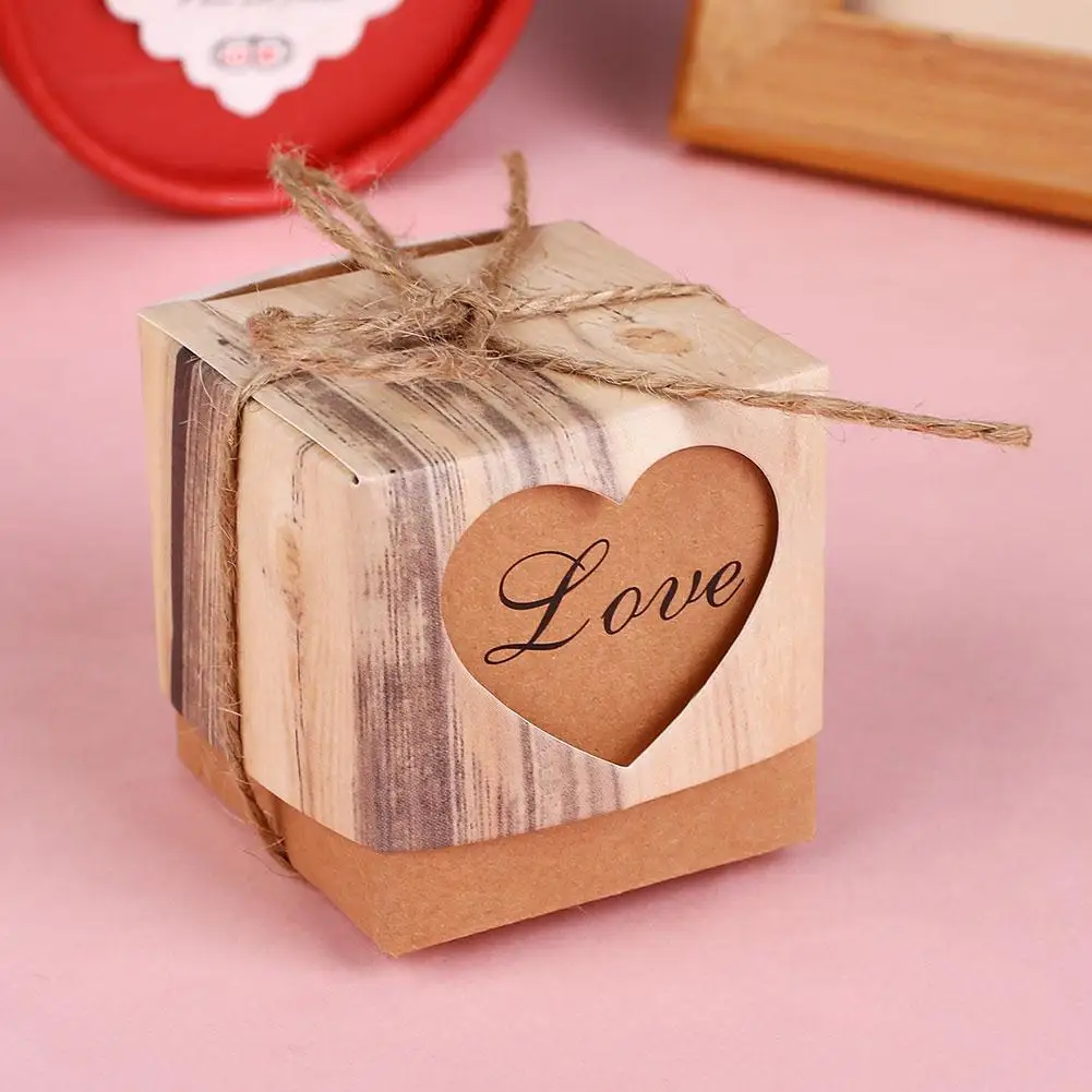 Heart Shaped Candy Box Kraft Paper Christmas Cnady Bag Xmas 5X5X5cm Birthday Favour Gift Supplies Packing | Дом и сад