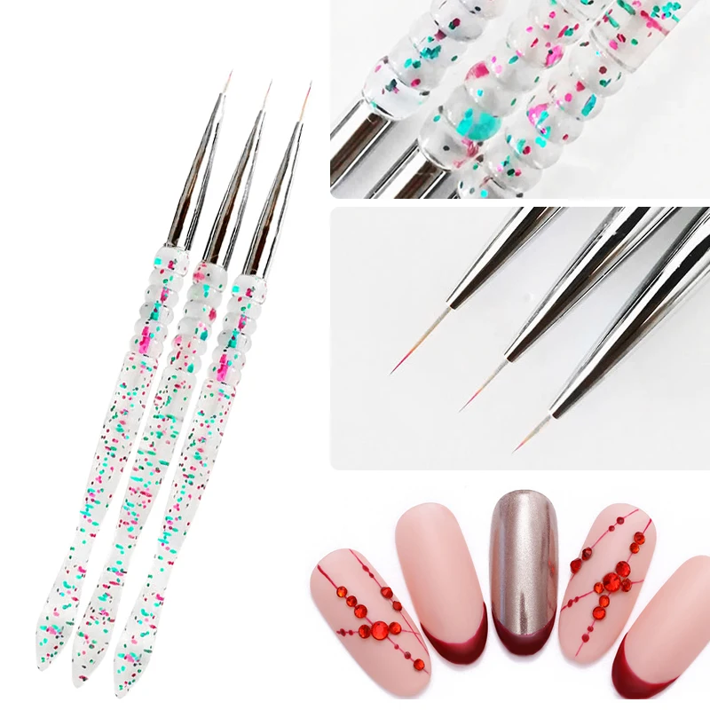 

3Pcs/Set Nail Art Drawing Painting Brushes Acrylic Nail Drawing Pen Mixed Colors Gourd Handle Nails Brush Manicure Tools