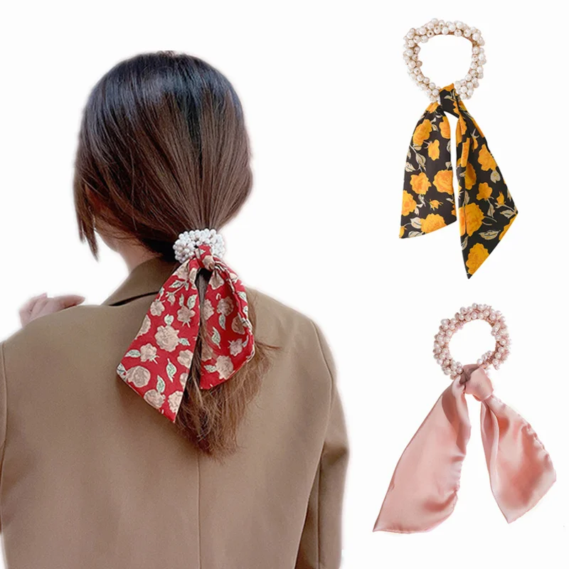 

Дeвoчeк кoрeйский стиль Цвет и Цветочный принт с жемчужным украшением Одежда лента для волос для женщин модная одежда для девочек с бантом, ре...