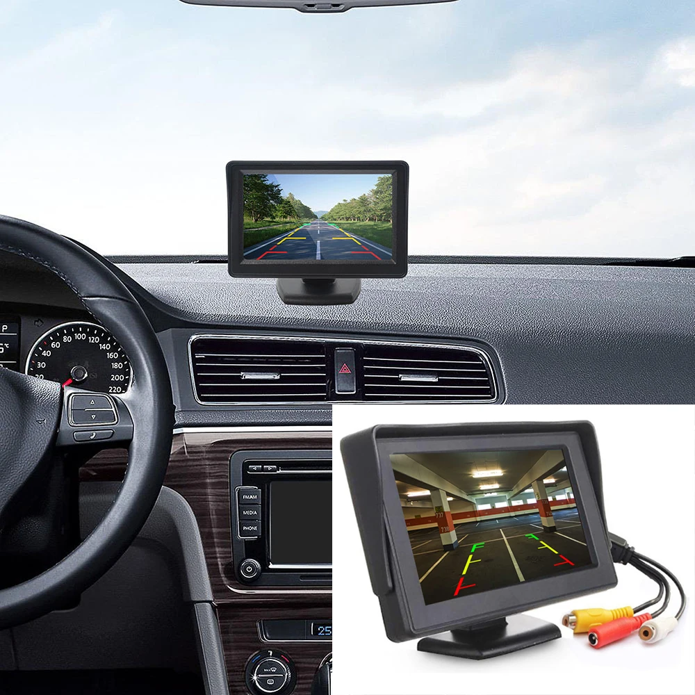 

4,7-дюймовый автомобильный монитор заднего вида, парковочная система, TFT ЖК цветной экран с камерой заднего вида, HD цифровая