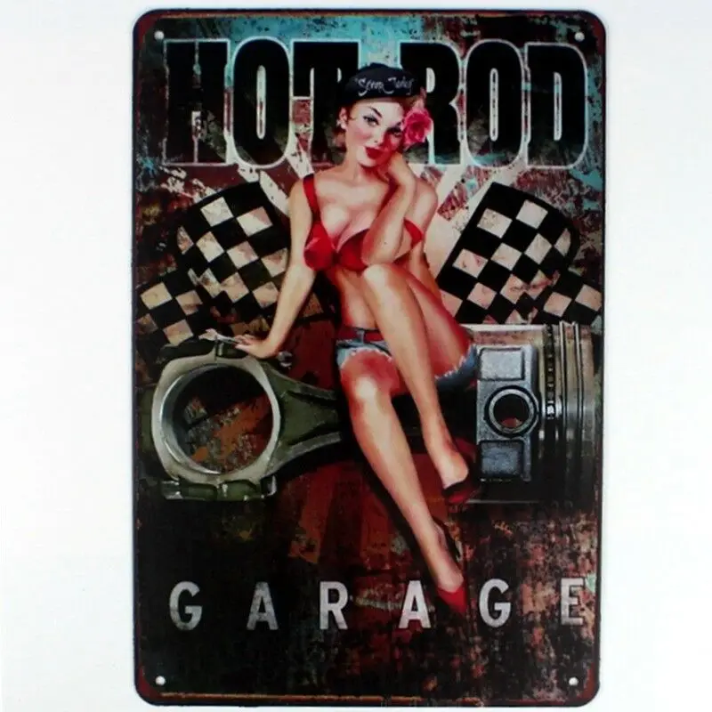 

Metal Tin Sign hot rod garage Decor Bar Pub Home Vintage Retro Poster