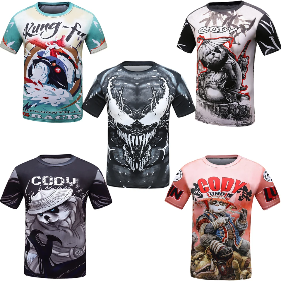 Rashguard Kids MMA T-shirt Boy Short Sleeve Kid's Kickboxing Jiu Jitsu Shirts Children Rash Guard MMA Clothing Compression Shirt