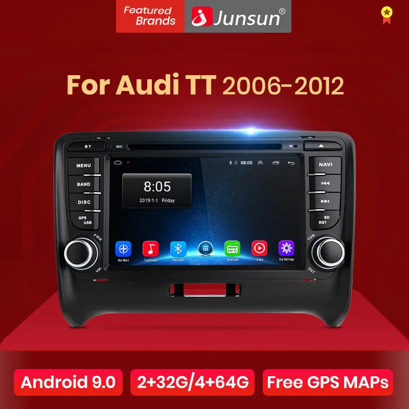 Junsun 4G + 64G 2 DIN автомобильный DVD Automotivo GPS для Audi TT MK2 8J 2006 2007 2008 2009 2010 2011 2012