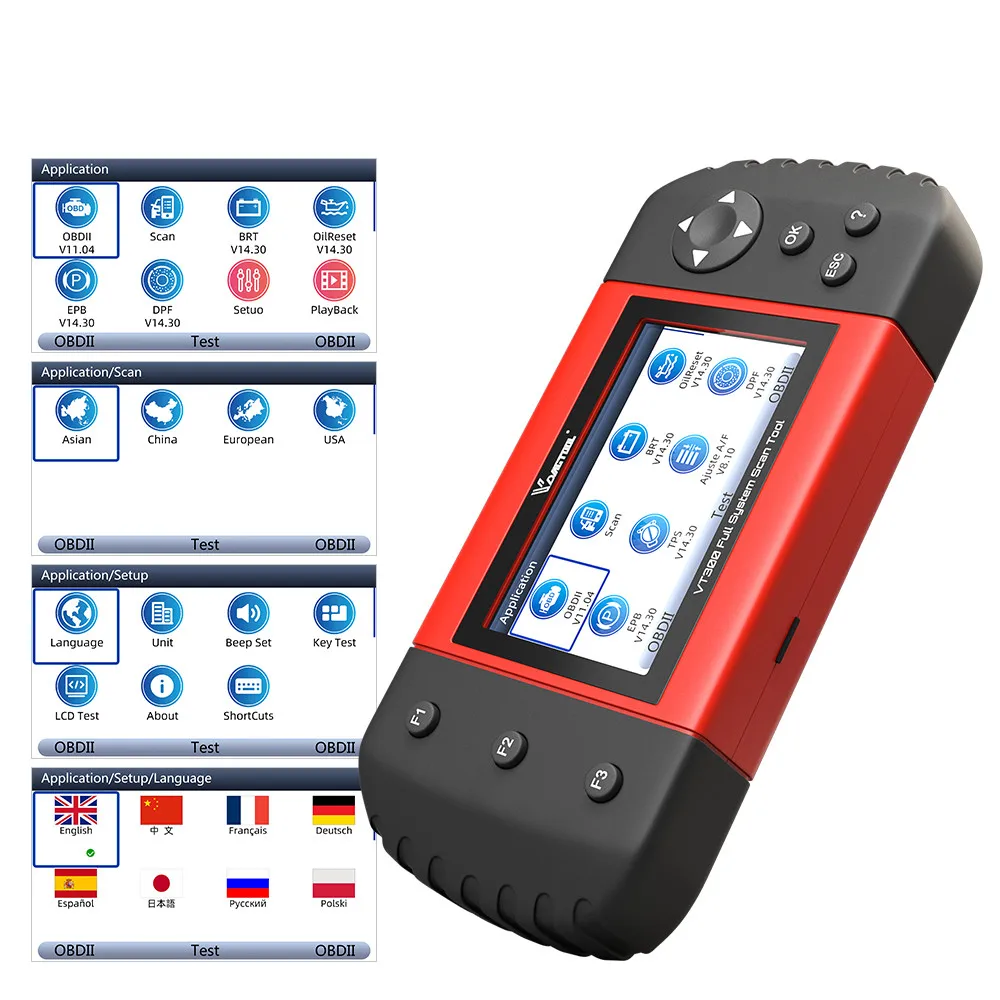 VDIAGTOOL VT300 OBD2 автомобильный диагностический сканер OBD VT 300 EPB DPF DRP BRT OBDII Поддержка