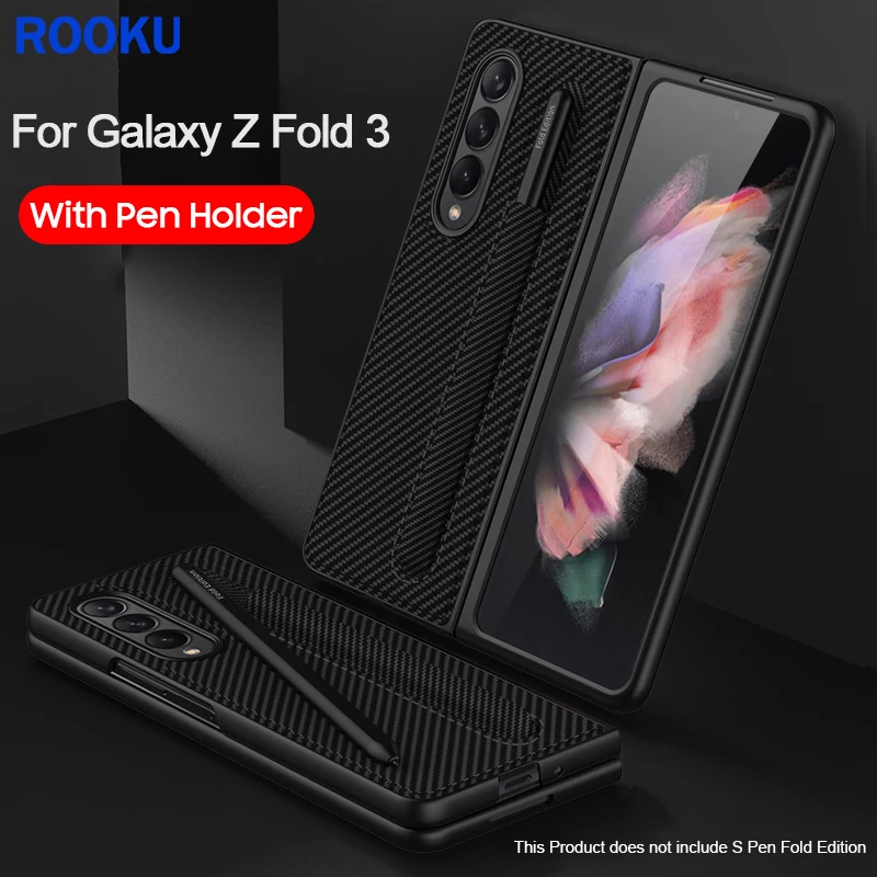

Z Fold 3 Case with Pen Holder For Samsung Galaxy Z Fold 3 5G Case Cover Full Protection S Pen Slot Hard Capa For Samsung Fold3