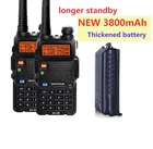 Портативная рация Baofeng UV 5R с аккумулятором 3800 мАч, двухдиапазонный КВ трансивер, 2 шт.