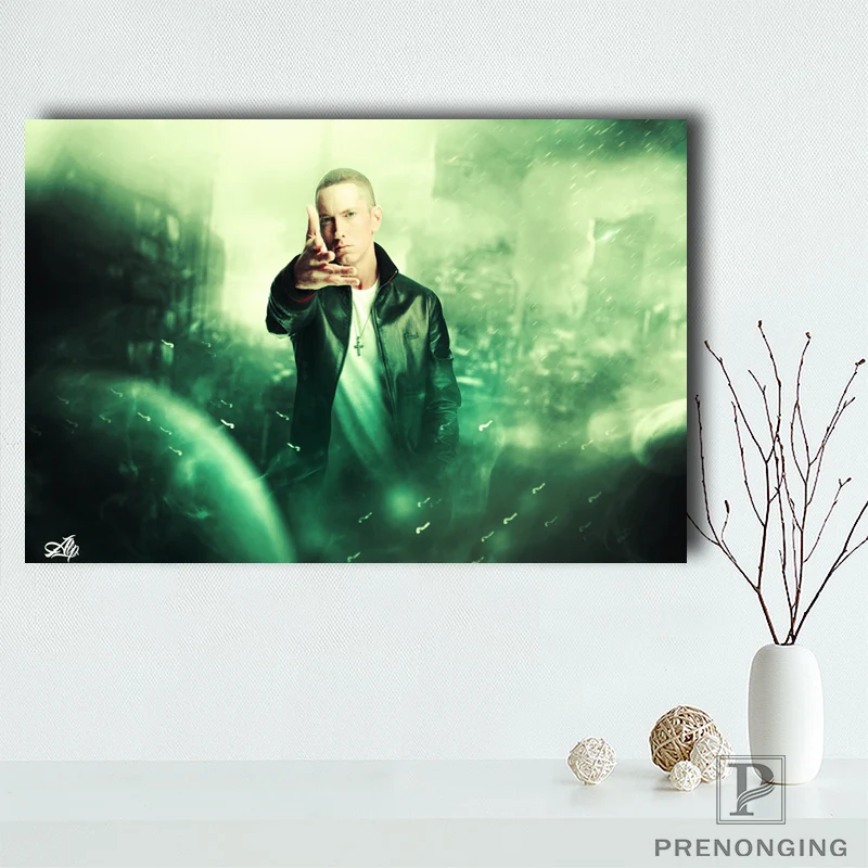 Холст постер из шелковой ткани Eminem средние пальцы под заказ бумажная