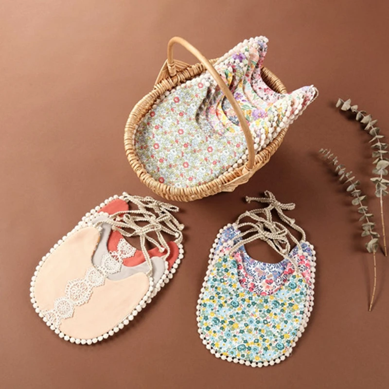 

Baby Cotton Linen Printing Bowknot Headband Bibs Set Double Sided Feeding Saliva Towel Bandana Scarf Hair Band