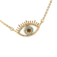 gold turkey evil eye choker necklace women simple stainless steel sweater chain necklace blue eye ziron pendant charm jewelry