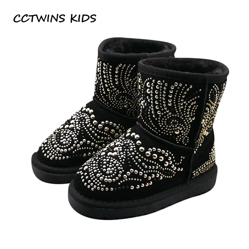 

CCTWINS KIDS 2018 Sheepskin Winter Fashion Children Boot Baby Girl Brand Warm Wool Snow Boot Toddler Leather Shoe Boys CS1540
