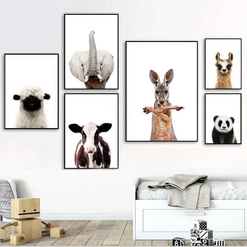 

Nordic Dier Thuis Art Decor Olifant Giraffe Foto Kwaliteit Canvas Schilderij Poster Kwekerij Kinderkamer Living Wall Decor