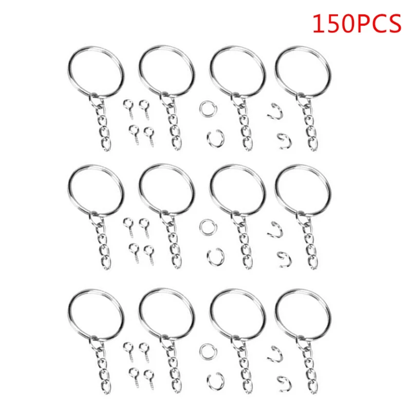 

150Pcs/Box Screw Eye Pin Key Chains with Open Jump Ring Chain Extender Eye Pins