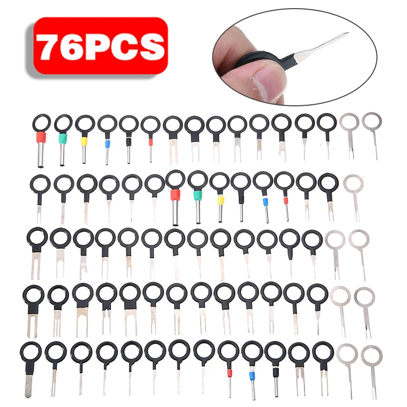 

76pcs Stainless Steel 301 Wire Terminal Removal Tool Car Auto Motorcycle Electrical Wiring Crimp Connector Pin Accessories Parts
