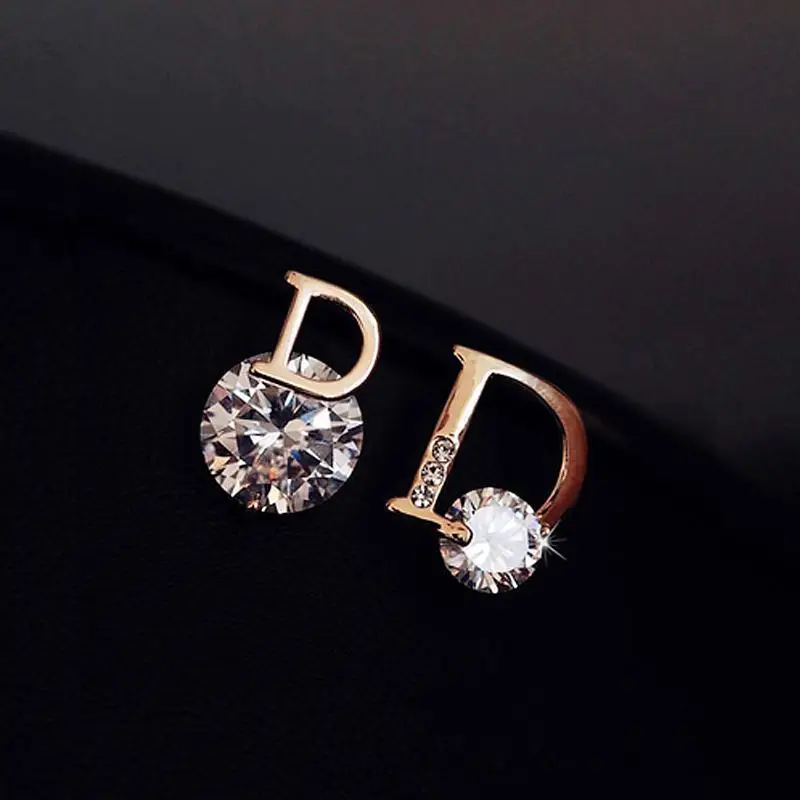 

Trendy 925 Sterling Silver Crystal Stud Earrings For Women Girls Wedding Engagement Fashion Jewelry Anniversary Gift Wholesale