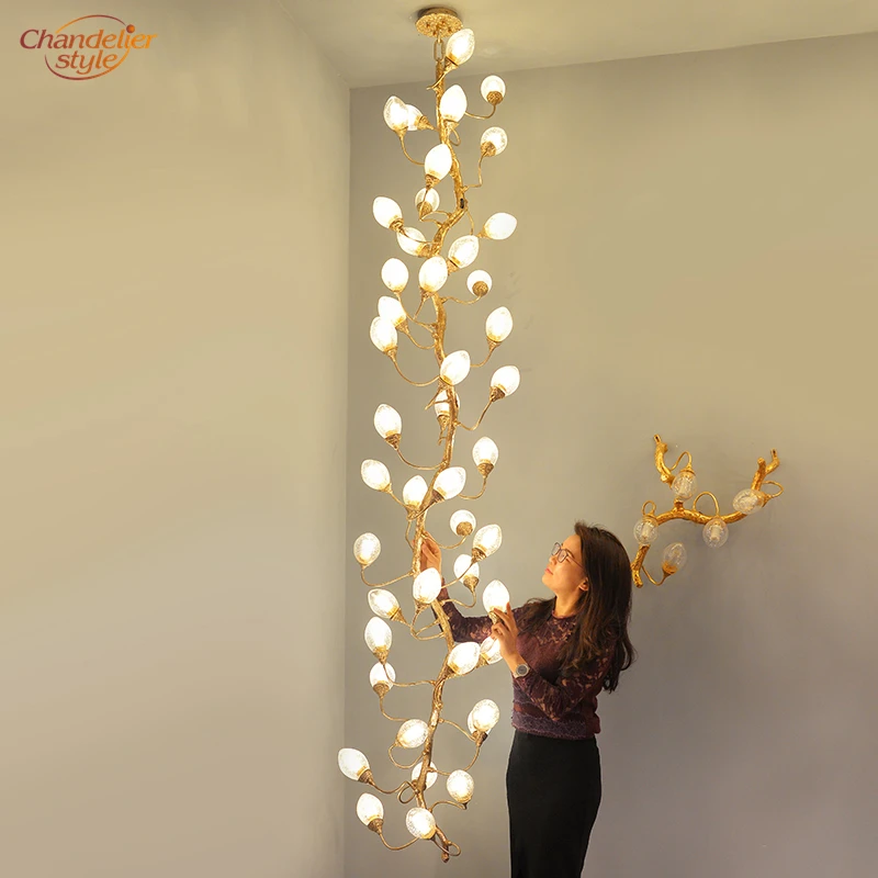 Латунная люстра освещение светодиодные медные люстры стеклянная медная