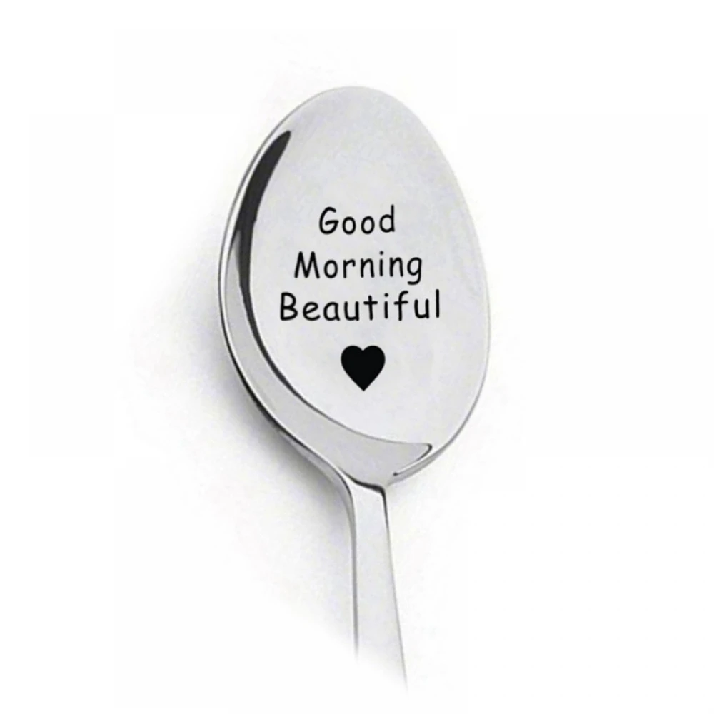 

Lettering Coffee Spoon Long Handle Coffee Tea Ice Cream Tableware Valentine Dessert Spoon New Year Gift Household Use Teaspoon